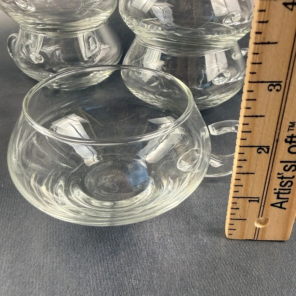 Riekes Crisa Clear Glass Punch Cups‎ Set of 12 Handled Soup Mug Bowls